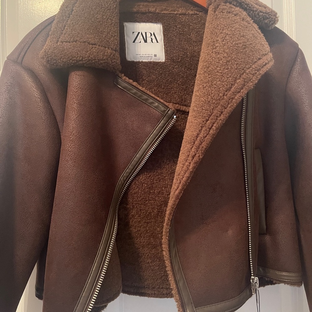 Zara Women's Cropped Aviator Jacket - Picture 3 of 5